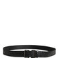 Men Black DG Logo Polyester Metal Buckle Belt