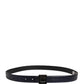 Men Black Classic Leather Square Buckle Belt