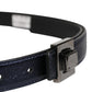 Men Black Classic Leather Square Buckle Belt