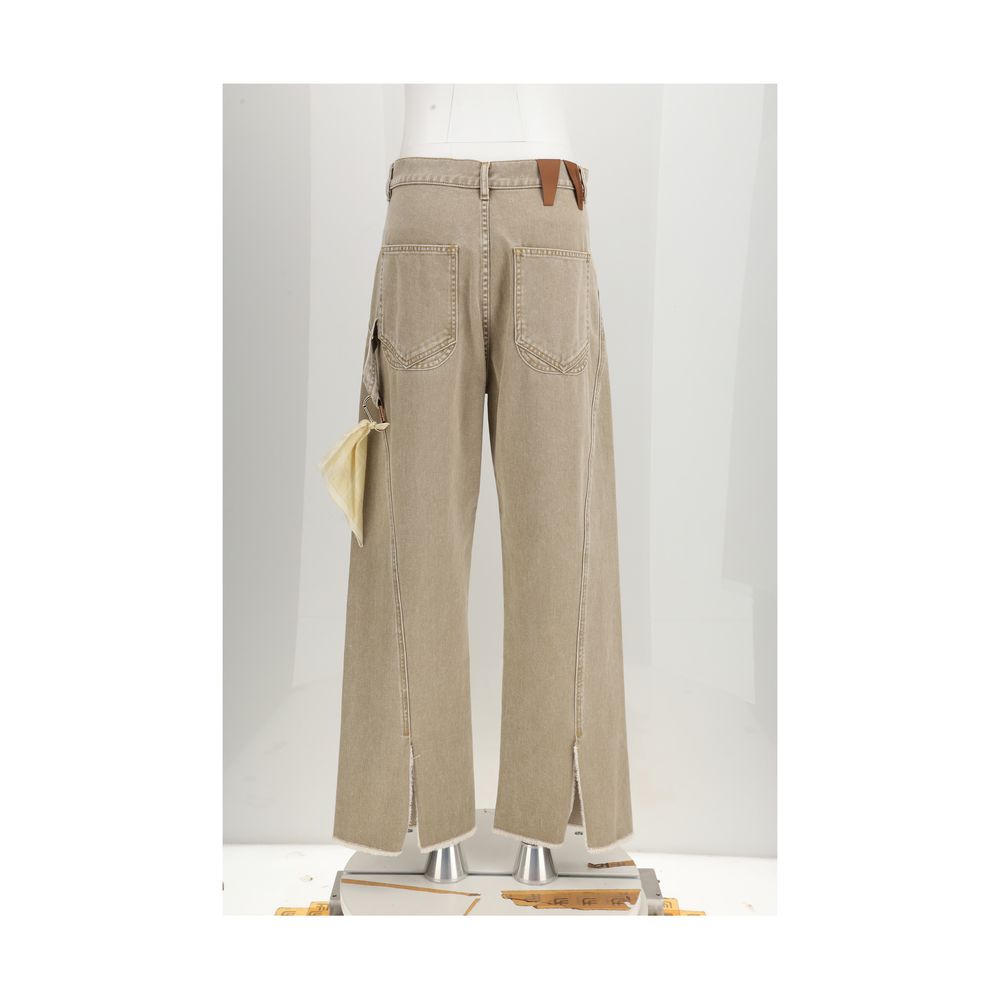 Beige Cotton Relaxed Fit Jeans