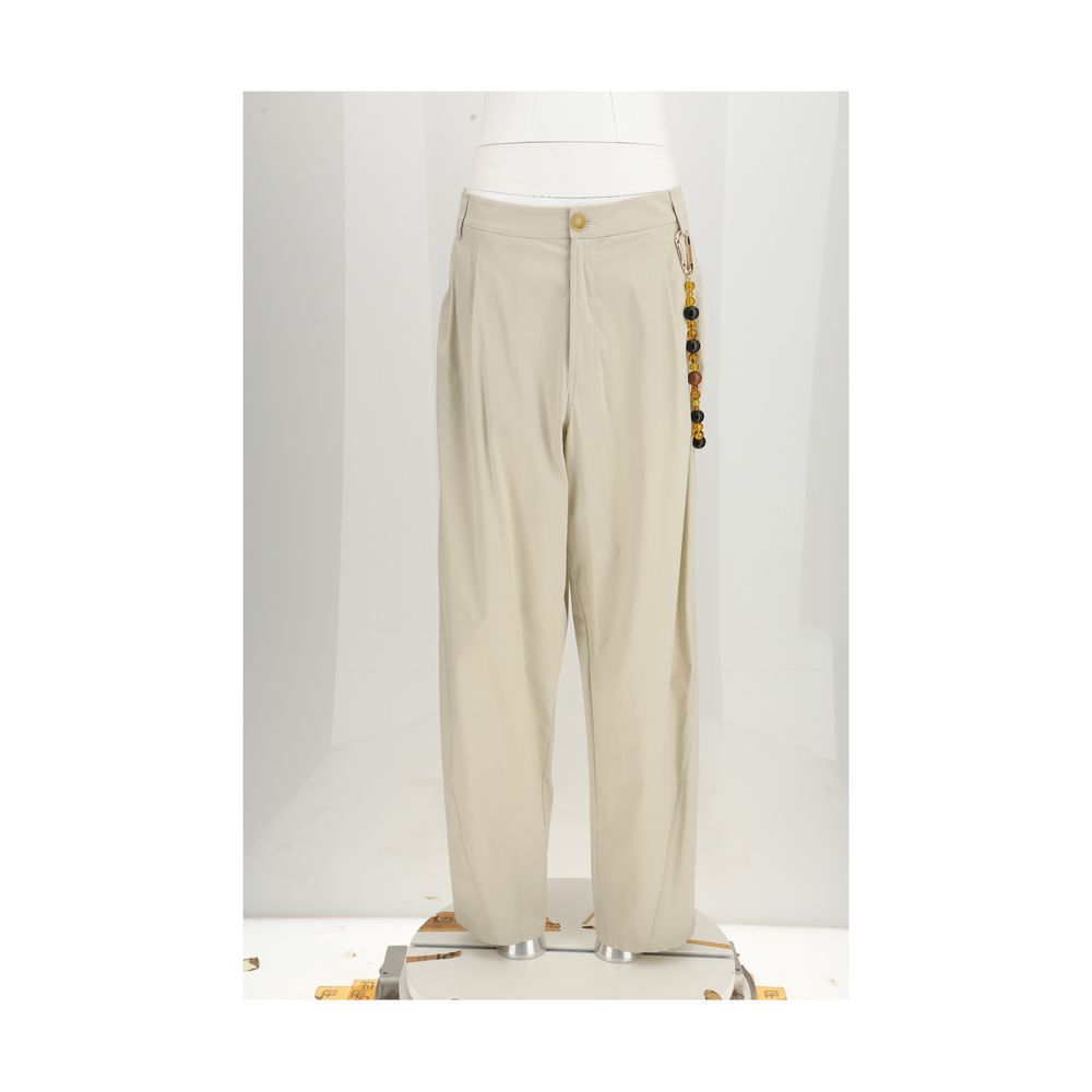 Beige Cotton Casual Pants