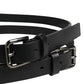 Black Double Strap Leather Silver Buckle Belt