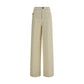 Beige Cotton Casual Pants