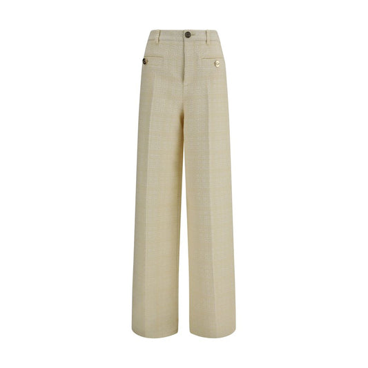 Beige Cotton Casual Pants