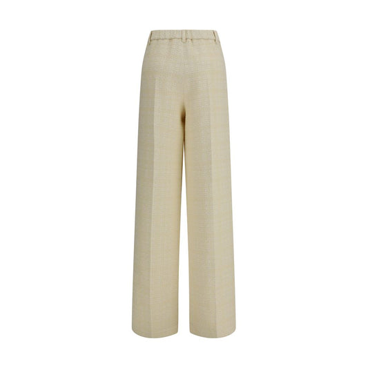 Beige Cotton Casual Pants