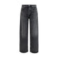 Black Cotton Straight-Leg Jeans