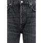 Black Cotton Straight-Leg Jeans
