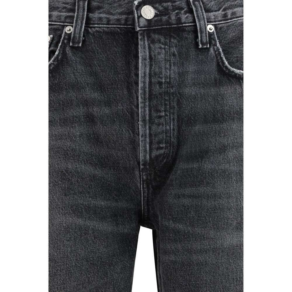 Black Cotton Straight-Leg Jeans