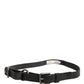 Men Black Calfskin Leather Metal Buckle Belt