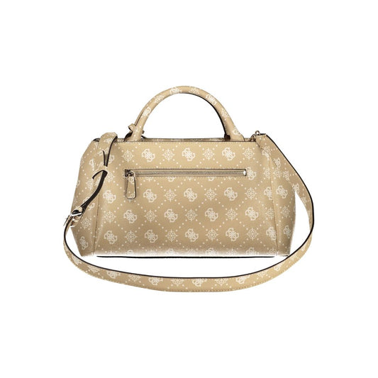 Beige Polyurethane Women Handbag