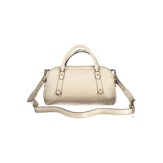 Beige Polyurethane Women's Handbag