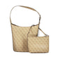 Beige Polyurethane Women Handbag