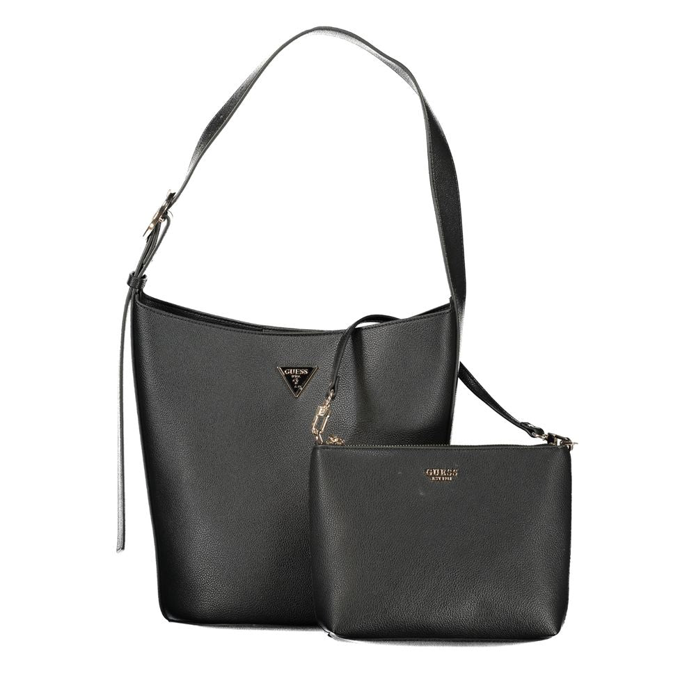 Black Polyurethane Women Handbag