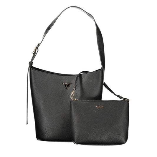 Black Polyurethane Women Handbag