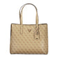 Beige Polyurethane Women Handbag