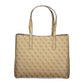Beige Polyurethane Women Handbag