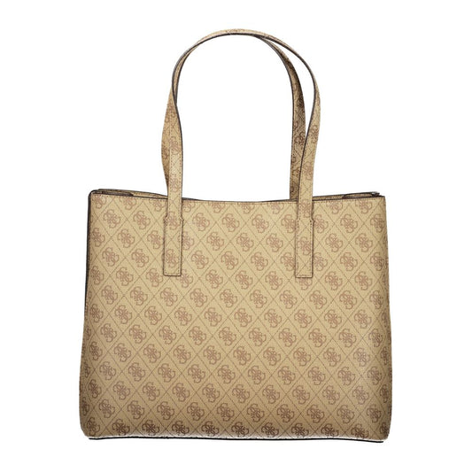 Beige Polyurethane Women Handbag
