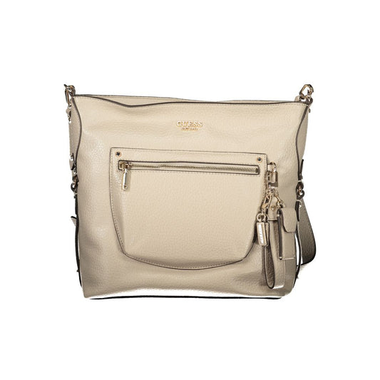 Beige Polyurethane Women's Handbag