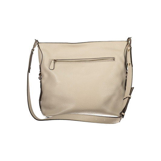 Beige Polyurethane Women's Handbag
