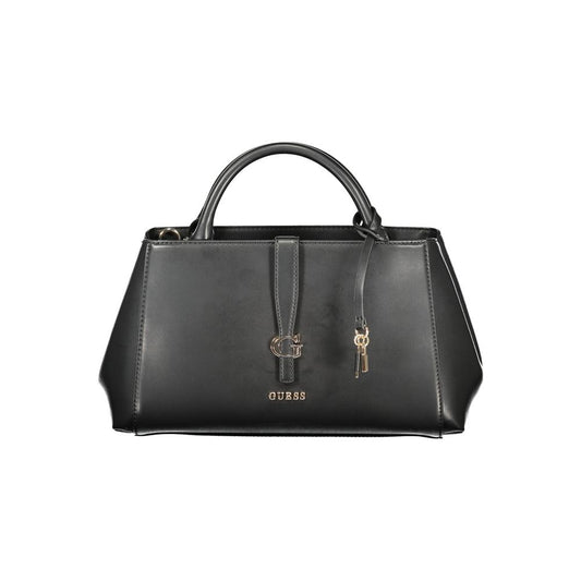 Black Polyurethane Women Handbag
