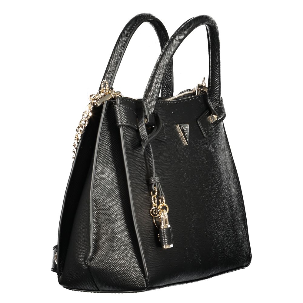 Black Polyurethane Women Handbag