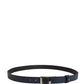Men Blue Calfskin Leather Square Buckle Belt