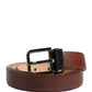 Men Brown Goatskin Leather Metal Buckle Belt
