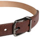 Men Brown Goatskin Leather Metal Buckle Belt