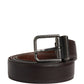 Men Brown Classic Leather Metal Buckle Belt