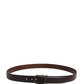 Men Brown Classic Leather Metal Buckle Belt