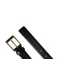 Men Black Classic Leather Metal Buckle Belt