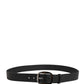 Men Black Classic Leather Metal Buckle Belt