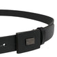 Men Black Calfskin Leather Square Buckle Belt