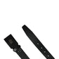 Men Black Calfskin Leather Square Buckle Belt