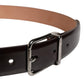 Men Black Calfskin Leather Metal Buckle Belt