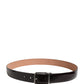 Men Black Calfskin Leather Metal Buckle Belt