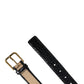 Men Beige Braided Leather Metal Buckle Belt