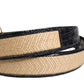 Men Beige Braided Leather Metal Buckle Belt
