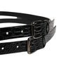 Black Double Strap Leather Silver Buckle Belt