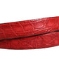 Men Red Exotic Leather Metal Buckle Belt