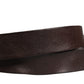 Men Brown Calf Leather Logo Metal Buckle Belt
