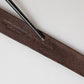 Men Brown Leather Logo Metal Buckle Belt