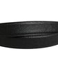 Men Black Calf Leather Logo Metal Buckle Belt