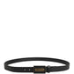 Men Black Calf Leather Metal Buckle Belt