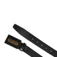 Men Black Calf Leather Metal Buckle Belt