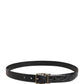 Men Black Exotic Leather Metal Buckle Belt