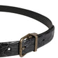 Men Black Exotic Leather Metal Buckle Belt