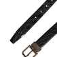Men Black Exotic Leather Metal Buckle Belt