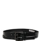 Men Black Exotic Leather Double Strap Belt
