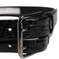 Men Black Exotic Leather Double Strap Belt